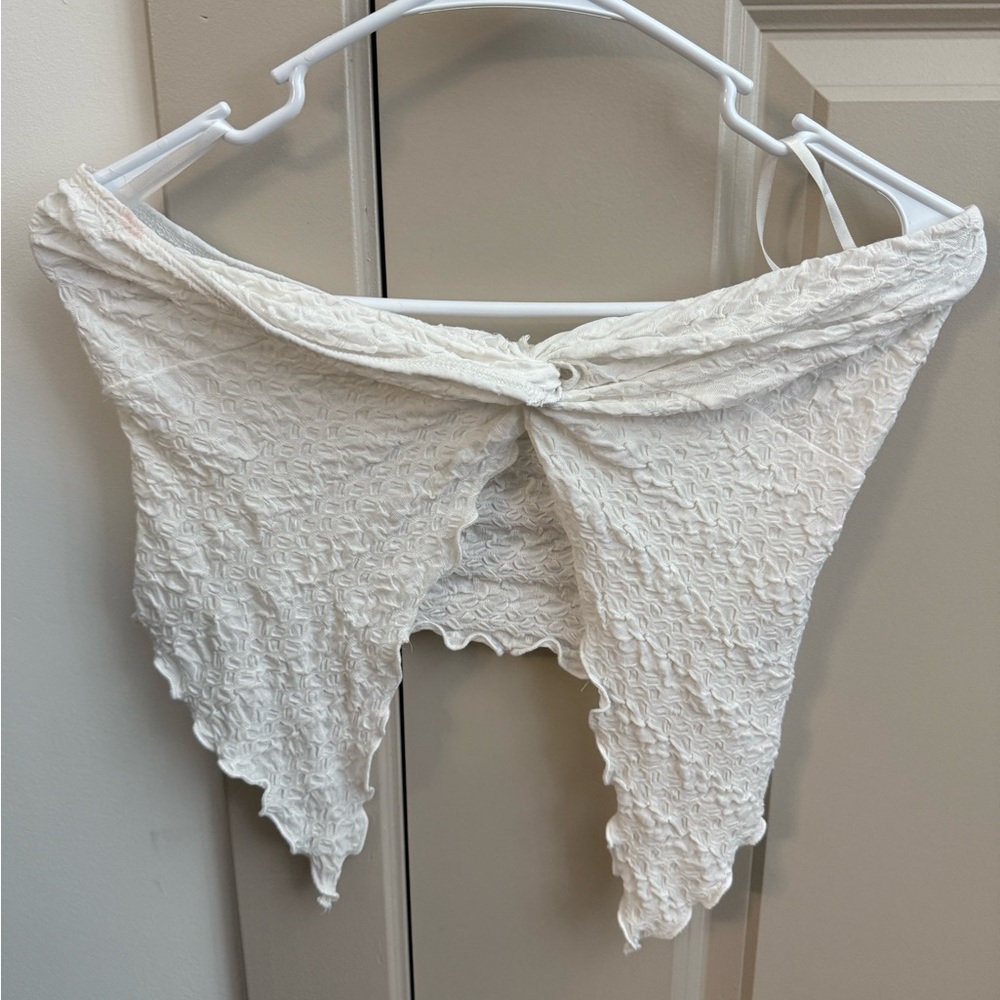 White Textured Off-Shoulder Top